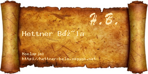 Hettner Béla névjegykártya